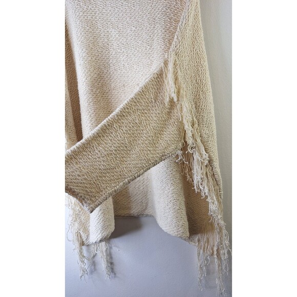 LAUREN RALPH LAUREN Knit Poncho Sweater One Size 3/4 Sleeve Fringe Western Boho - Picture 5 of 7